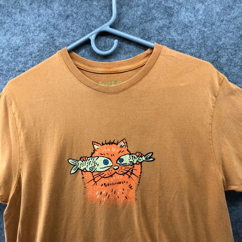 Free Love Cat Cat Fish Graphic T Shirt Mens‎ M Short Sleeve Orange Greece - Picture 4 of 7
